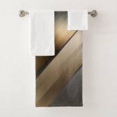 Brushed Metallic Geometric Diamond Pattern バスタオルセット (インサイチュ)