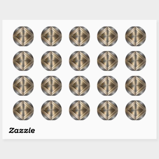 Brushed Metallic Geometric Diamond Pattern ラウンドシール (シート)