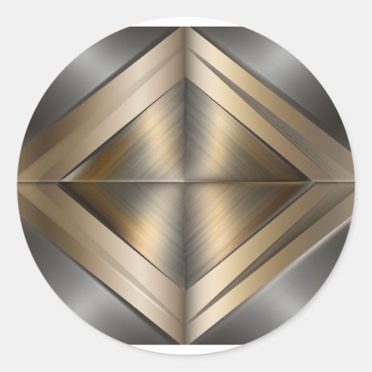 Brushed Metallic Geometric Diamond Pattern ラウンドシール (正面)