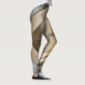 Brushed Metallic Geometric Diamond Pattern レギンス (右)