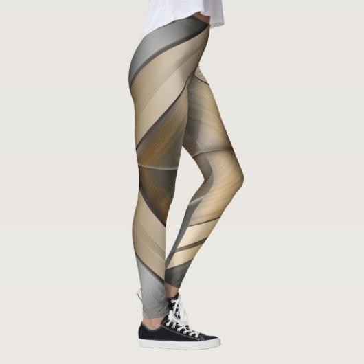 Brushed Metallic Geometric Diamond Pattern レギンス (右)