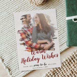 Brushed Red Warm Holiday Wishes Photo Card シーズンカード