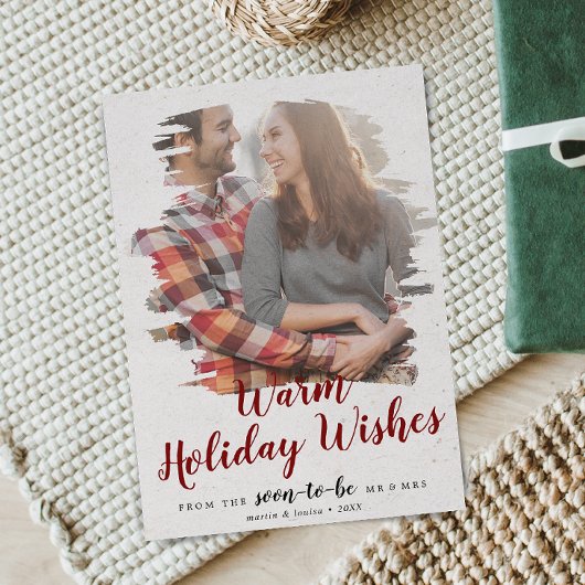 Brushed Red Warm Holiday Wishes Photo Card シーズンカード