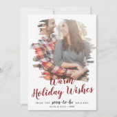 Brushed Red Warm Holiday Wishes Photo Card シーズンカード (正面)