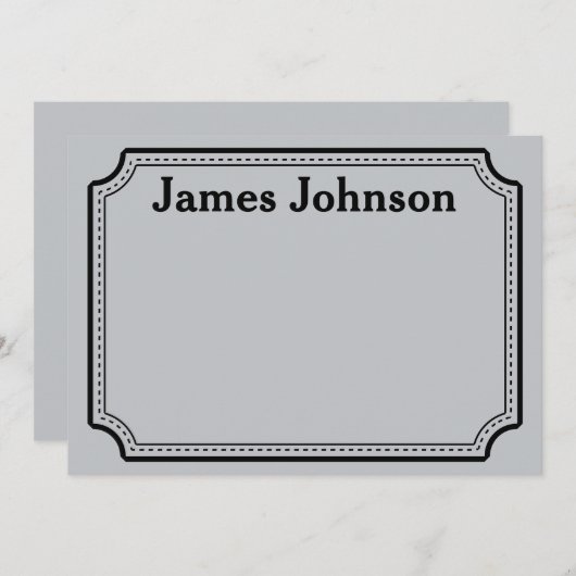 Brushed Silver Retro Bold Serif Desk Name Plate ノートカード (正面/裏面)