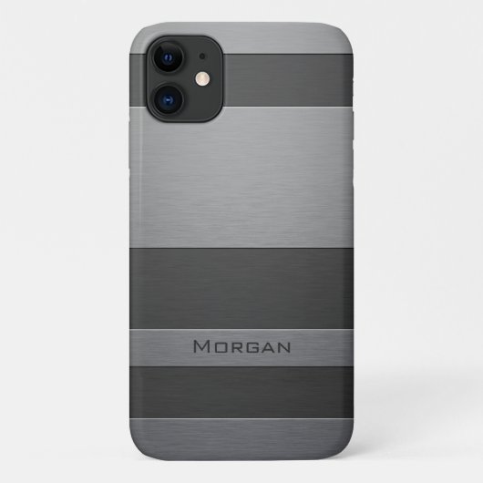 Brushed Steelフェイク -名前を追加 Case-Mate iPhoneケース (裏面)