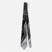 Brushed steel and metallic stone monogrammed ネクタイ (正面)