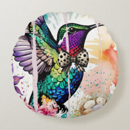 Brushstroke Bird Art ラウンドクッション