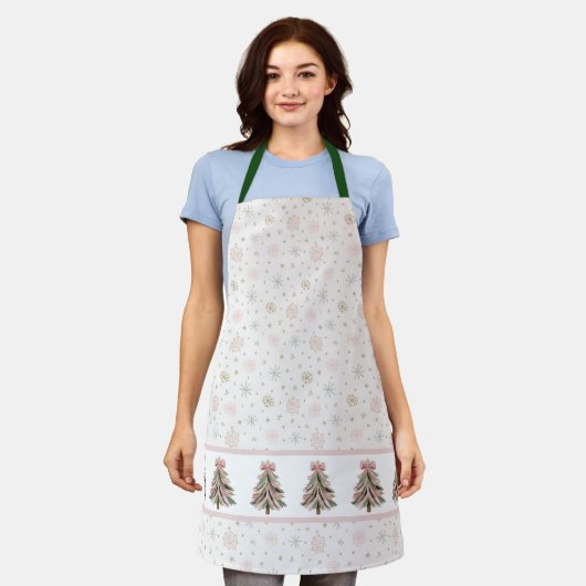 Brushstroke Christmas Tree All-Over Print Apron エプロン (着用した状態)