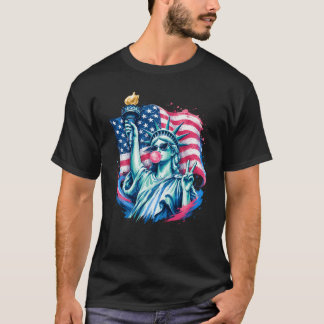 Brushstroke Statue Of Liberty Blowing Bubble Gum 4 Tシャツ