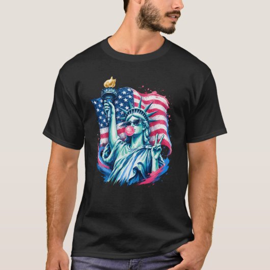 Brushstroke Statue Of Liberty Blowing Bubble Gum 4 Tシャツ (正面)