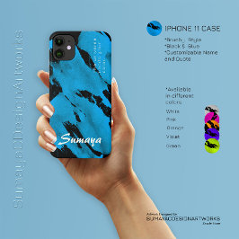 Brushy Black & Blue iPhone 11 ケース | カスタマイズ可能