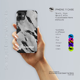 Brushy Black & White iPhone 11 Case | カスタマイズ可能 ケース