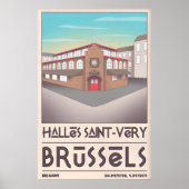 Brussels Architecture Print Halles Saint-Very ポスター (正面)