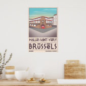Brussels Architecture Print Halles Saint-Very ポスター (キッチン)