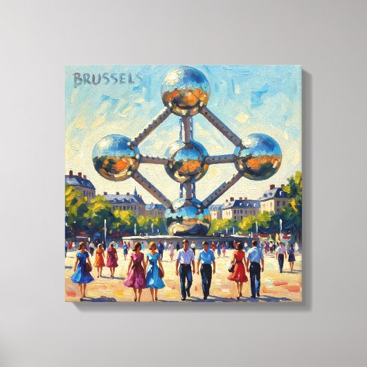 Brussels Atomium Iconic Monument Stretched Canvas キャンバスプリント (正面)
