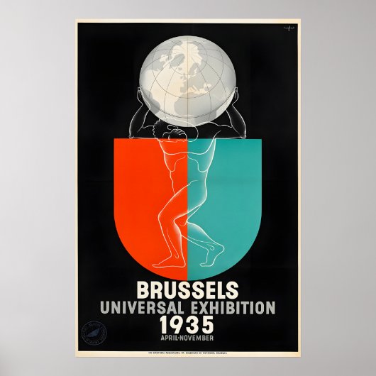 Brussels Belgian - Vintage 1935 Expo Travel Poster ポスター (正面)