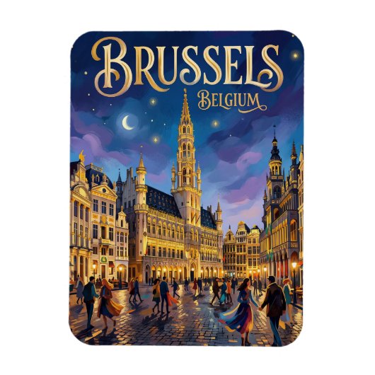 Brussels Belgium マグネット (縦)