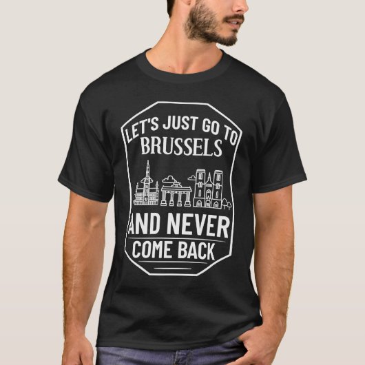 Brussels Belgium City Skyline Map Travel Tシャツ (正面)