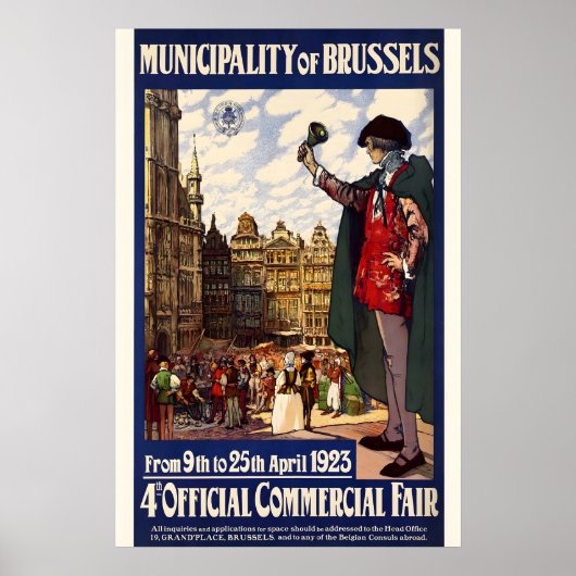 Brussels Belgium Vintage Travel Poster ポスター (正面)