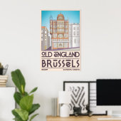 Brussels City Poster Stylized Streetscape ポスター (ホームオフィス)