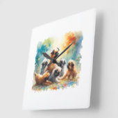 Brussels Griffon 030624AREF110 - Watercolor スクエア壁時計 (傾斜)
