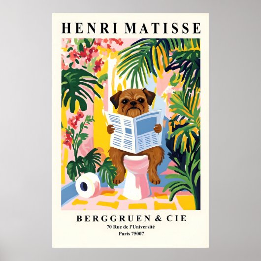 Brussels Griffon Bathroom Matisse Style Dog on ポスター (正面)