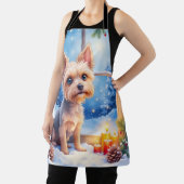 Brussels Griffon Frosted Window Christmas Art エプロン (インサイチュ)