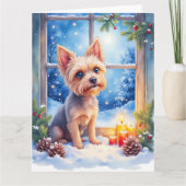 Brussels Griffon Frosted Window Christmas Art カード (正面)