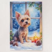 Brussels Griffon Frosted Window Christmas Art ジグソーパズル (縦)