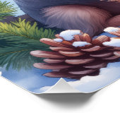 Brussels Griffon Frosted Window Christmas Art ポスター (コーナー)