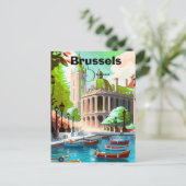 Brussels Travel Art postcard, Belgium Travel Art,  ポストカード (スタンド正面)