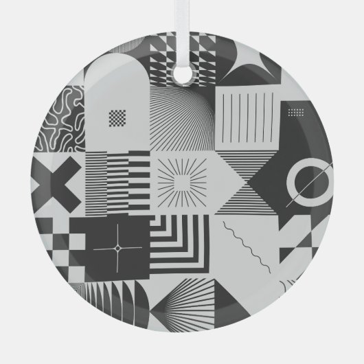Brutalism Art:ヴィンテージ幾何学模様 ガラスオーナメント (正面)