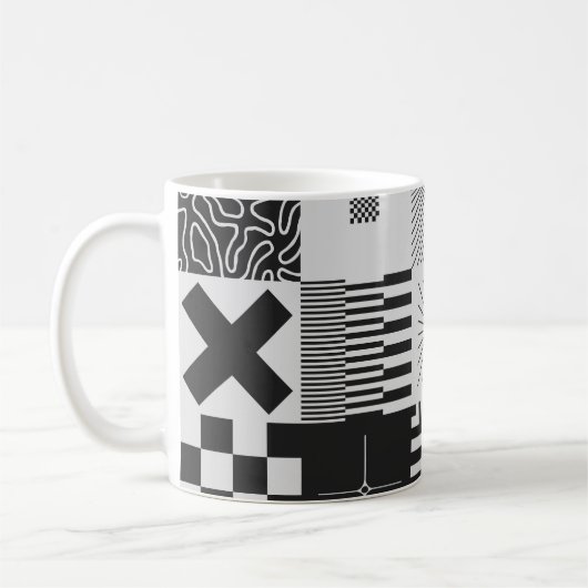 Brutalism Art:ヴィンテージ幾何学模様 コーヒーマグカップ (左)