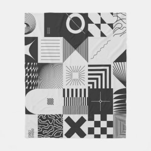 Brutalism Art:ヴィンテージ幾何学模様 フリースブランケット