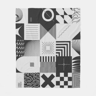 Brutalism Art:ヴィンテージ幾何学模様 フリースブランケット