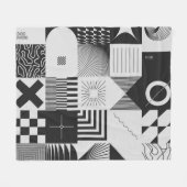 Brutalism Art:ヴィンテージ幾何学模様 フリースブランケット (正面(横))