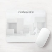 Brutalist White Geometric Office マウスパッド (マウス)