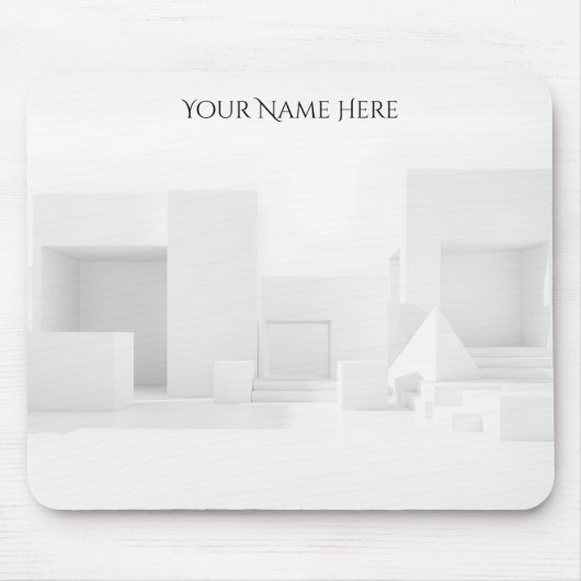 Brutalist White Geometric Office マウスパッド (正面)