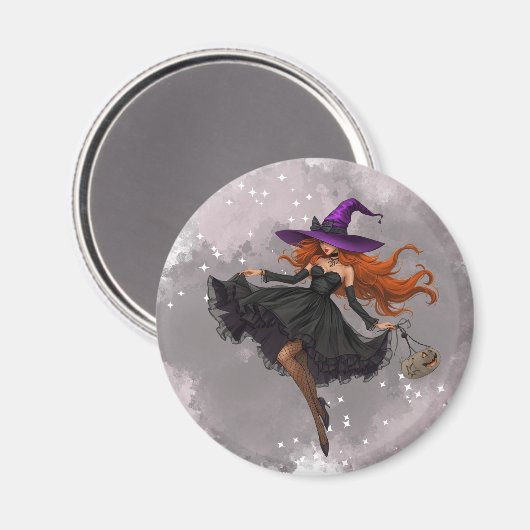 Bruxa elegante Halloween imã マグネット (正面/裏面)