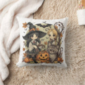 Bruxinhas Kawaii com Gatinho e Abóboras  クッション (ブランケット)