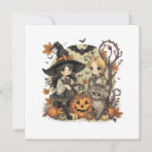 Bruxinhas Kawaii com Gatinho e Abóboras サンキューカード (正面)