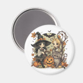 Bruxinhas Kawaii com Gatinho e Abóboras マグネット (正面/裏面)