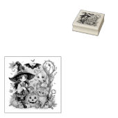 Bruxinhas Kawaii com Gatinho e Abóboras ラバースタンプ (押印)