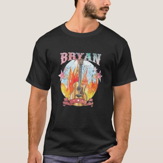 Bryan Guitar Musician 70s Western Texas Legends Li Tシャツ (正面)