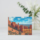 Bryce Canyon Hoodoos Vintage Art ポストカード (スタンド正面)