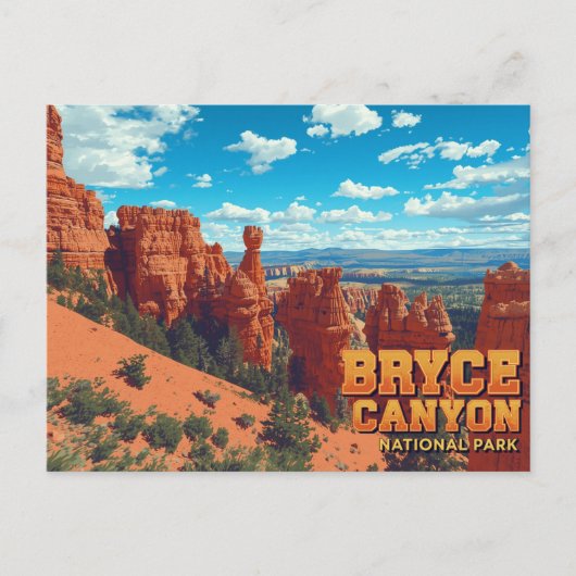 Bryce Canyon Hoodoos Vintage Art ポストカード (正面)