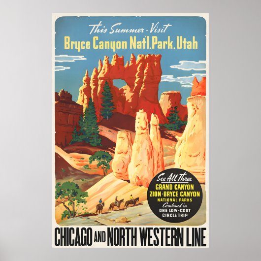 Bryce Canyon National Park Vintage Poster ポスター (正面)