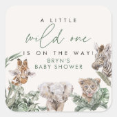 BRYNかわいいジャングルサファリベビーアニマルベビーシャワー スクエアシール (正面)