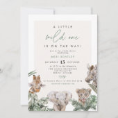 BRYNかわいいジャングルサファリベビーアニマルベビーシャワー 招待状 (正面)